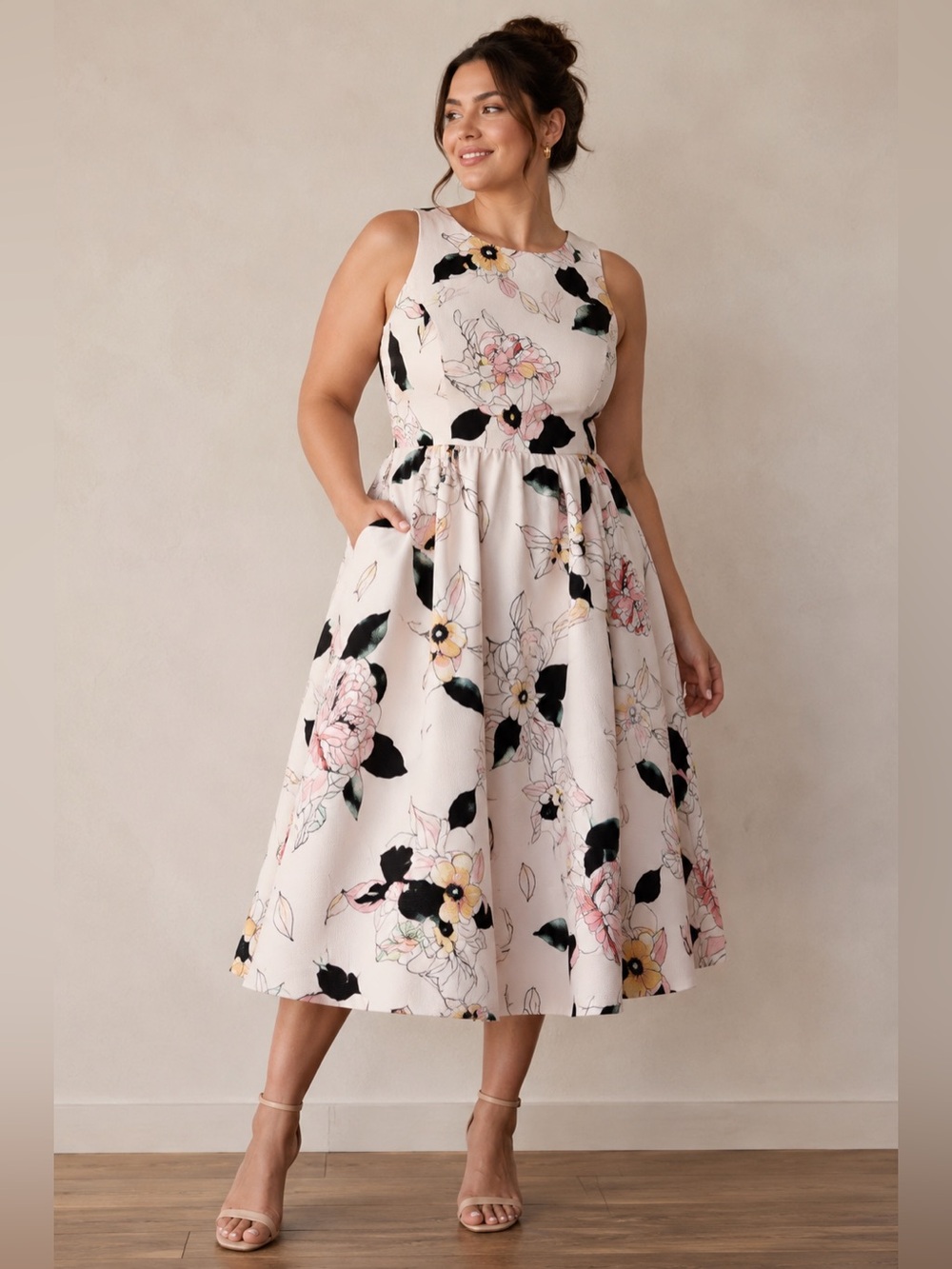 TORRID floral fit and flare textured sleeveless dress